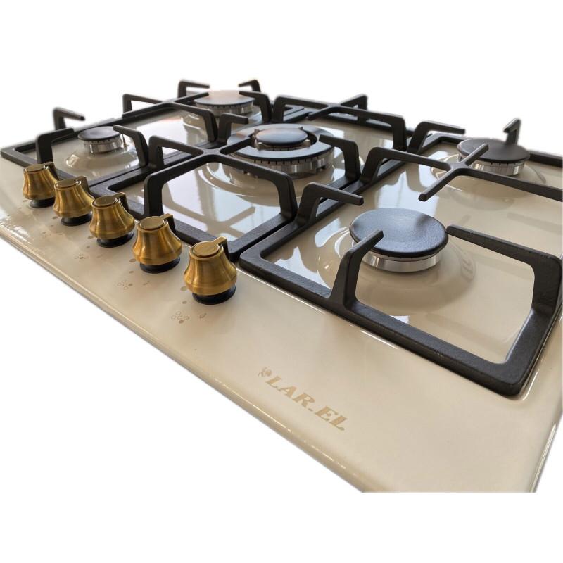 LAREL PIA.L858AG Piano Cottura A Gas 70 Cm 5 Fuochi Griglie In Ghisa - Panna
