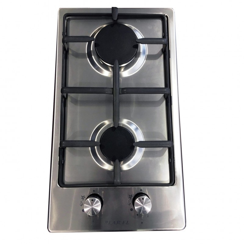 LAREL Piano Cottura Gas DOMINO 30 Cm 2 Fuochi Sotto Manopola - Inox