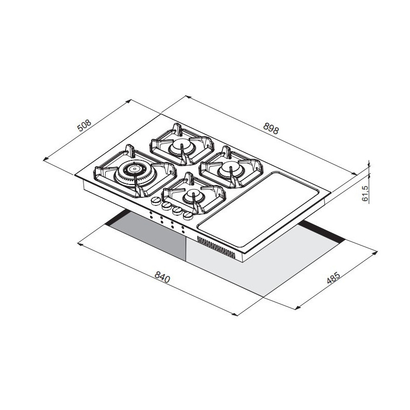 Lofra HLNM9G2I Nero Da Incasso 90 Cm Combi 6 Fornello(i)