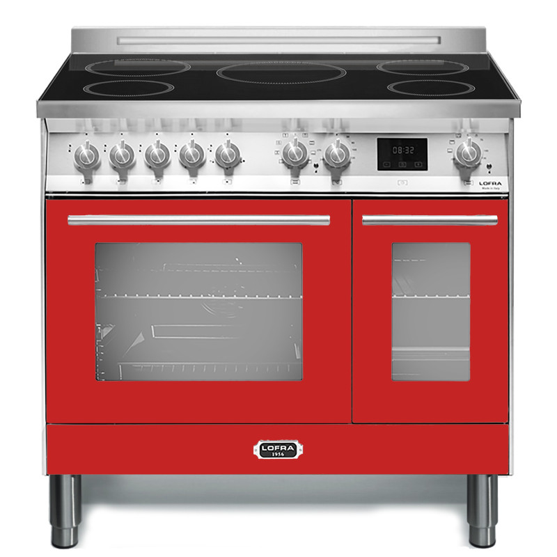 Lofra PRD96MFTE/5I Cucina freestanding Elettrico Piano cottura a induzione Rosso Acciaio inox A