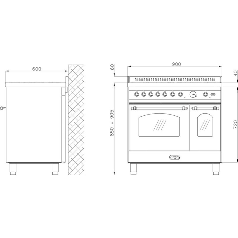 Lofra RRD96MFTE/5I Cucina Cucina Freestanding Elettrico Piano Cottura A Induzione Borgogna A