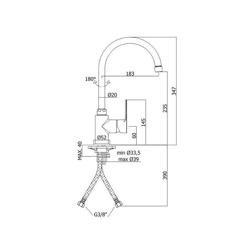 Paffoni BLU180CR - Miscelatore Canna Alta Cromo
