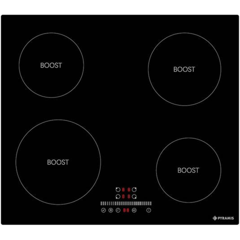 PYRAMIS 034023801 Piano cottura a induzione Hob 58IN Induzione 4011 Touch Frameless 590x520x61 mm. 4 zone Vetro Nero