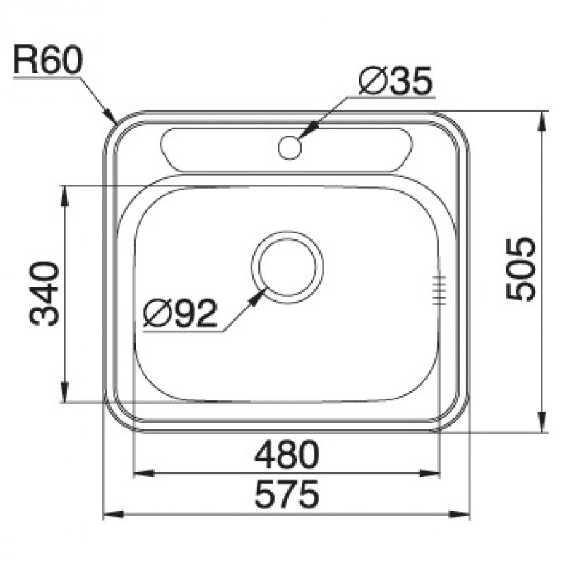 PYRAMIS 100081530 Lavello Atria 1 Vasca 57.5x50.5cm Acciaio Inox