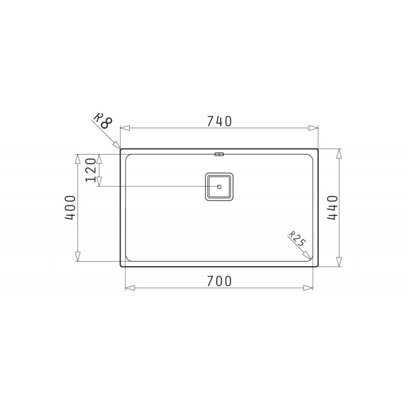 PYRAMIS 101024901 Lavello Lume 1B 1 Vasca 74x44cm Acciaio Inox