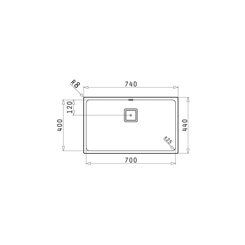 PYRAMIS 101025001 Vasca LUME 740x440 Mm Sottotop Acciaio Inox Satinato