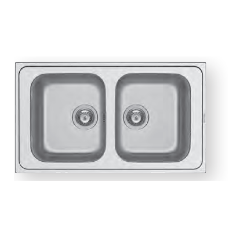 PYRAMIS 107163430 Lavello Fedra 2 Vasche Inox 860x500 Mm Incasso Sopratop Acciaio Inox Decor