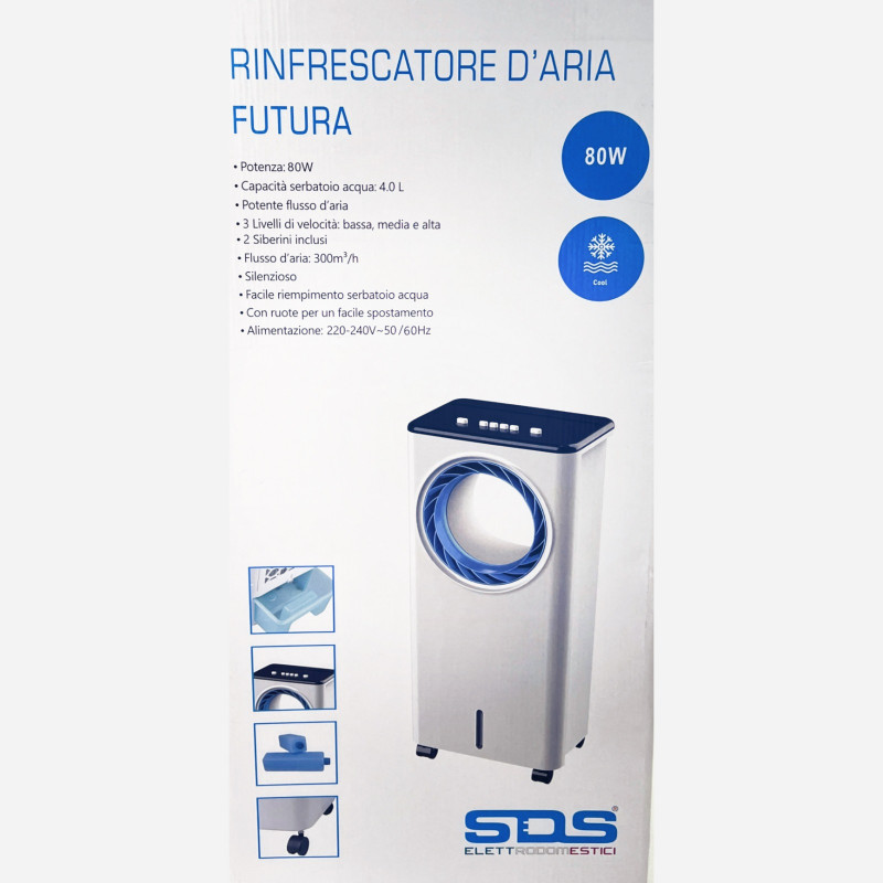 SDS Raffrescatore D'Aria Futura 80 W Capacità 4 0 L Flusso D'aria 300 M3/h - Bianco