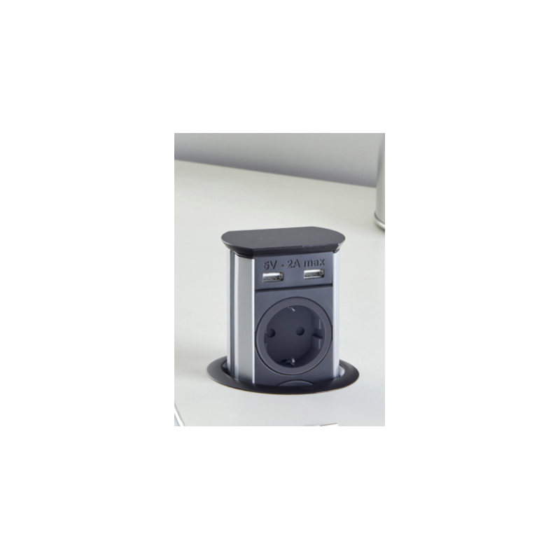 SFL A9503 Torretta Multipresa A Scomparsa 3 Schuko 2 Usb Bordo Nero