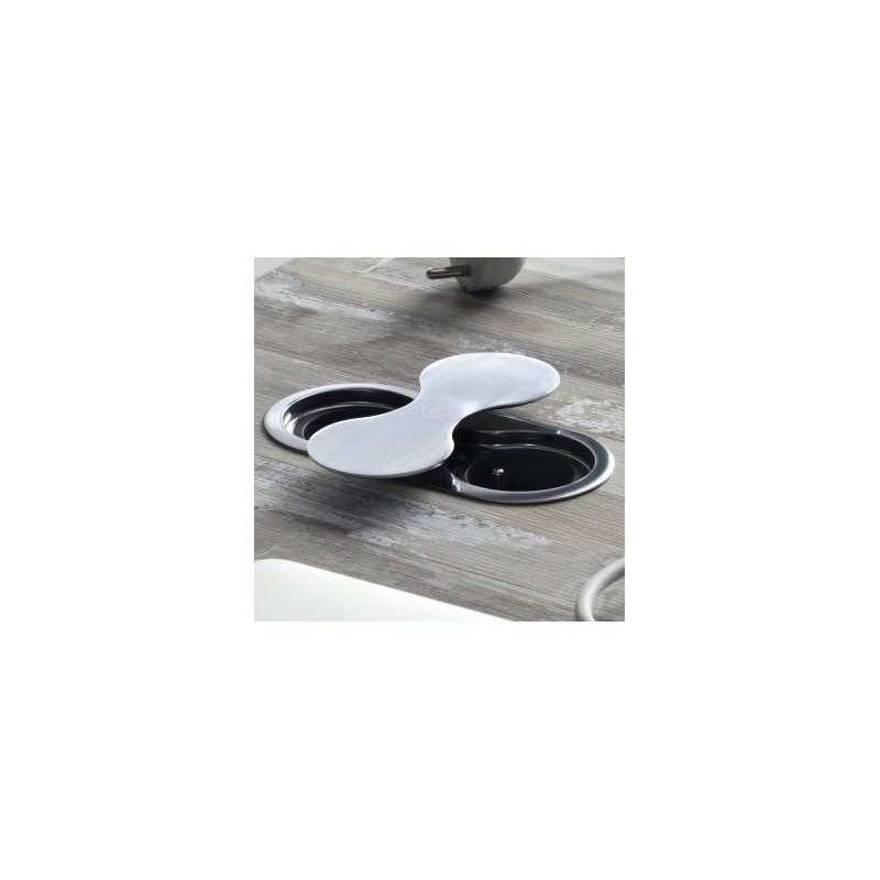 SFL BP8-2 Doppia presa a scomparsa schuko + schuko - Inox spazzolato