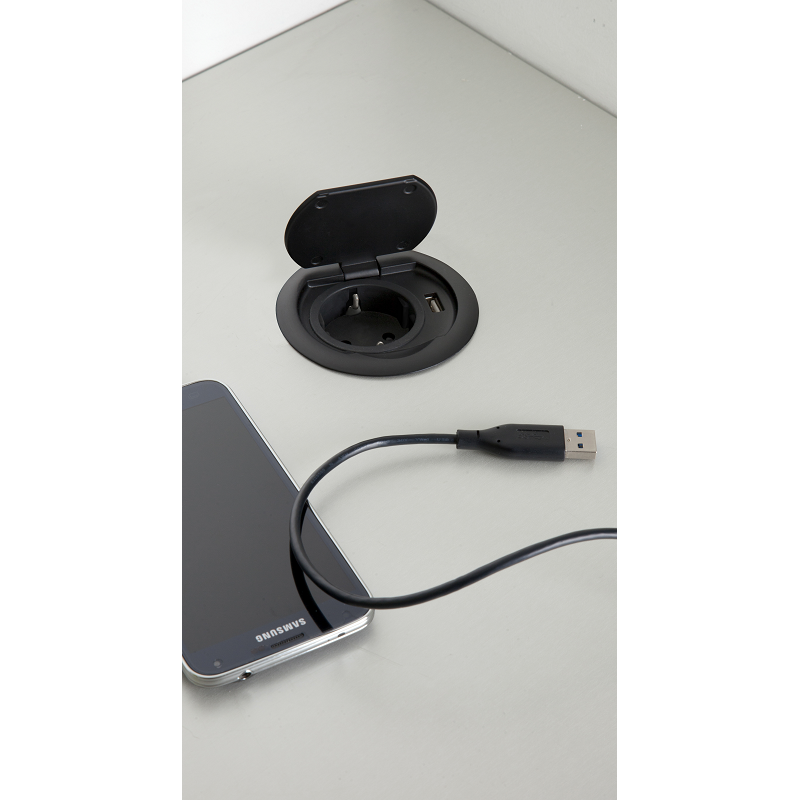 SFL RINGU-SCH-B Presa Schuko + Usb A Scomparsa - Nero