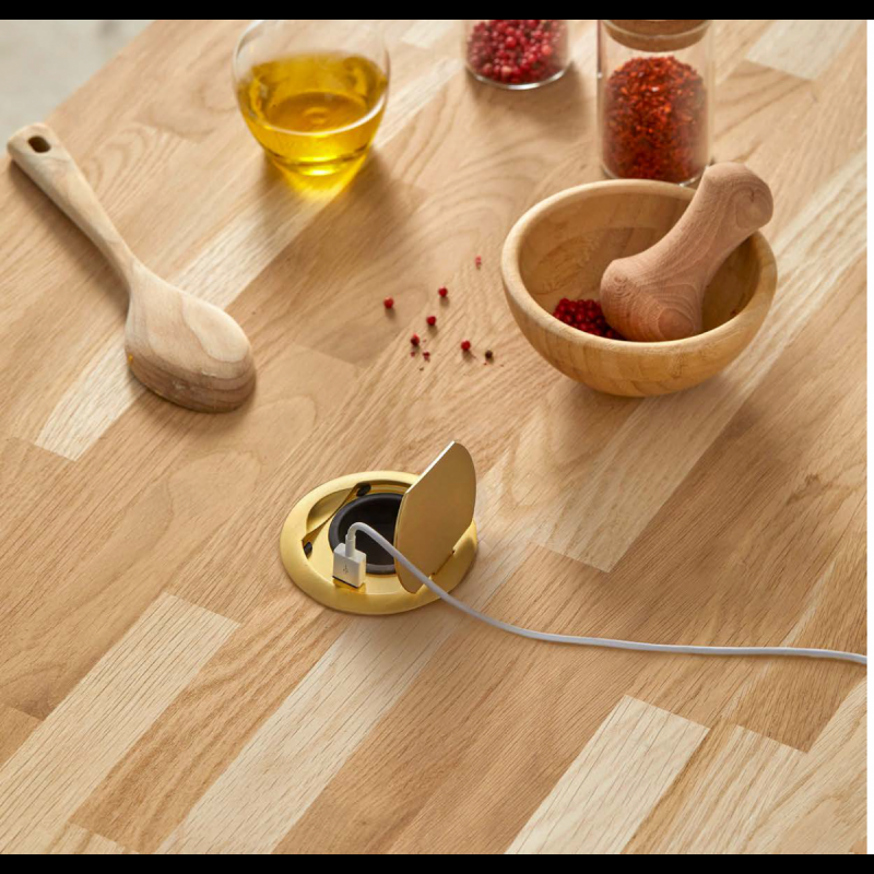 SFL RINGU-SCH-OR Presa Da Incasso A Scomparsa 1 Presa Schuko + 1 Ppresa USB Oro