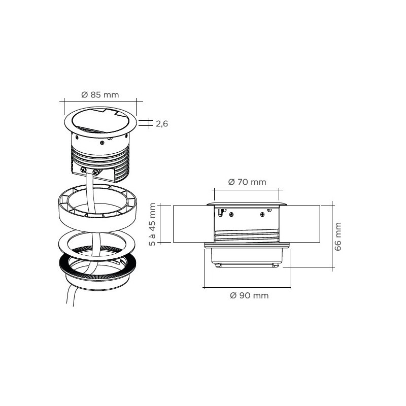 SFL RINGU-SCH-OR Presa Da Incasso A Scomparsa 1 Presa Schuko + 1 Ppresa USB Oro