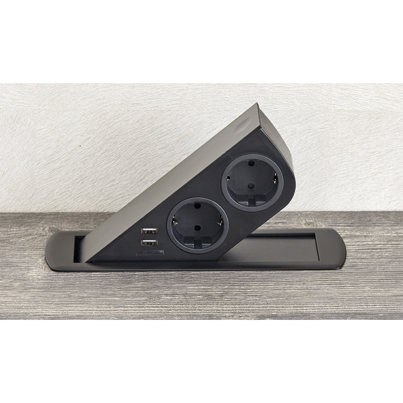 SFL SC035N Presa Da Incasso A Scomparsa 2 Prese Schuko 2 Prese Usb - Nero