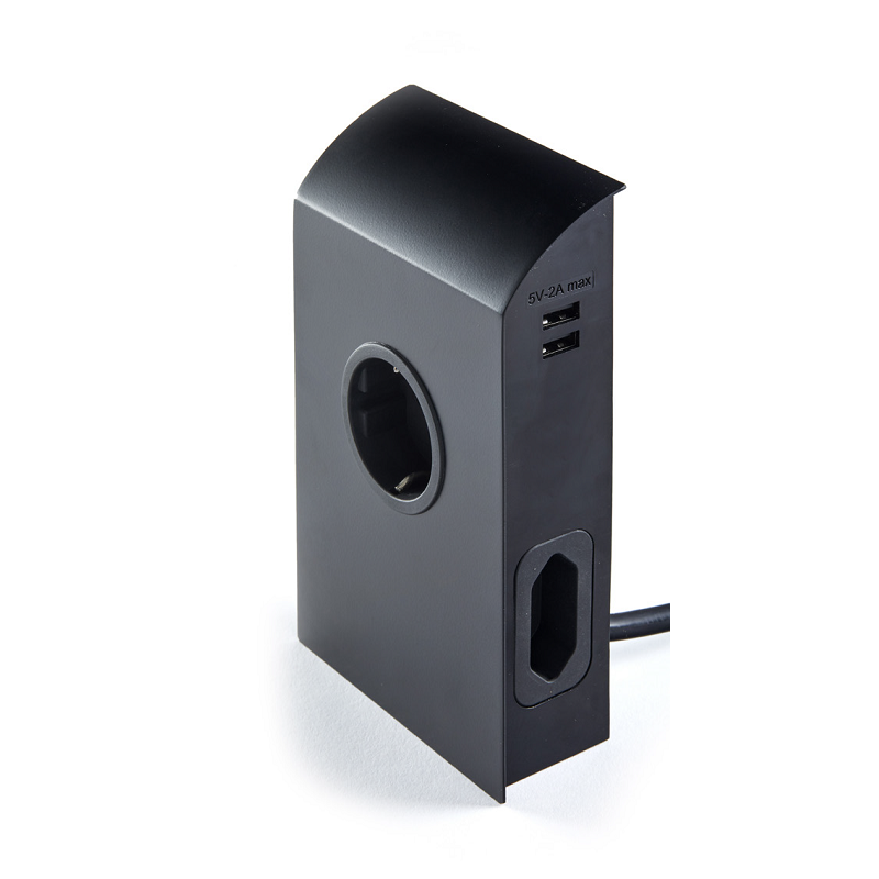 SFL SCA9610N Presa con fissaggio a muro schuko + 2 usb - Nero Opaco TP