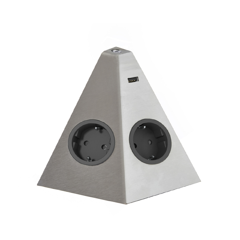 SFL TET-U2-2-IB Presa Da Angolo 2 Prese Schuko + 1 Presa Usb - Inox