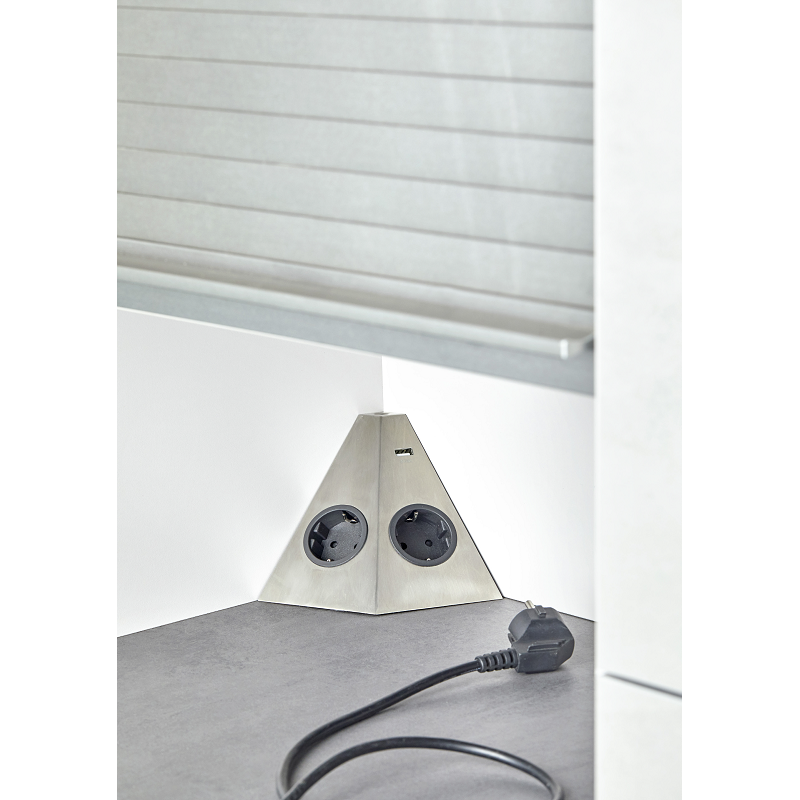 SFL TET-U2-2-IB Presa Da Angolo 2 Prese Schuko + 1 Presa Usb - Inox