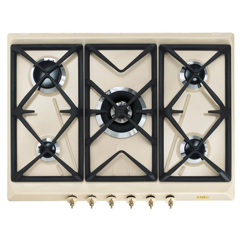 Smeg Coloniale SRV876POGH piano cottura Crema Da incasso 68.5 cm Gas 5 Fornello(i)