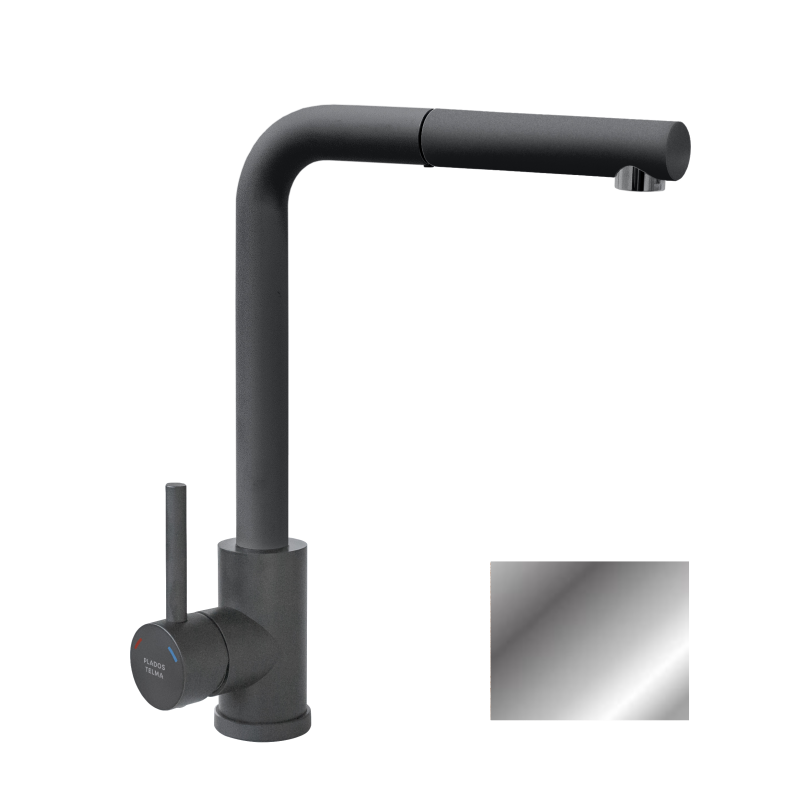 TELMA EK2.IX Miscelatore Monocomando Con Canna Girevole E Doccetta Estraibile acciaio Inox