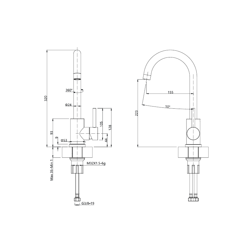 TELMA EK4.94 Miscelatore Monocomando Con Canna Alta Girevole avena