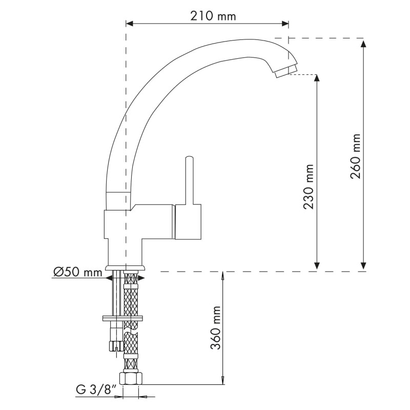 TELMA MIS46.35 Miscelatore Monocomando con Canna/alta Fusa Blu Cobalto