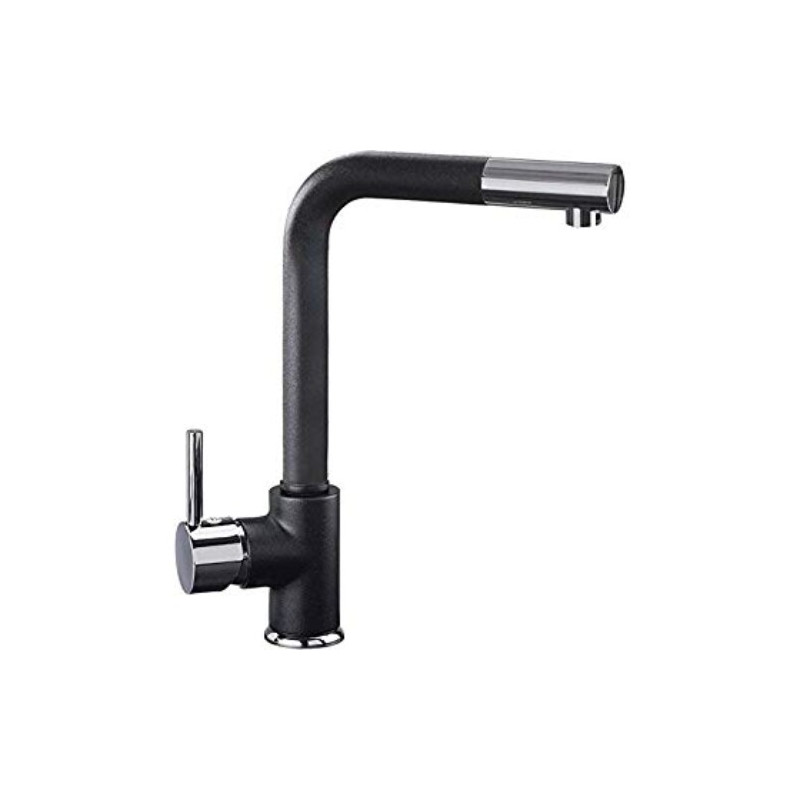 TELMA VEMIXEXTL.26 Miscelatore monocomando con canna tonda ad L e doccia estraibile telmagranit nero opaco