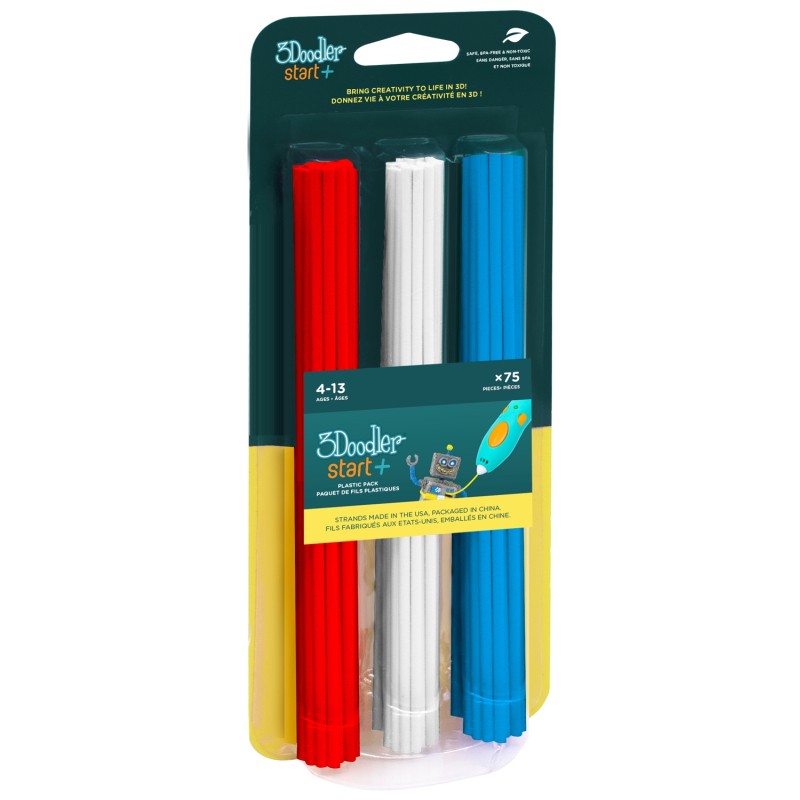 3Doodler Start 3DS-ECO-MIX1-75 materiale di stampa 3D Plastica compostabile Blu Rosso Bianco 1 g