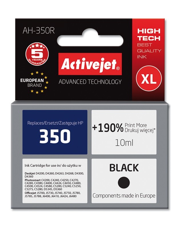 Activejet AH-350R cartuccia d'inchiostro 1 pz Compatibile Resa elevata (XL) Nero