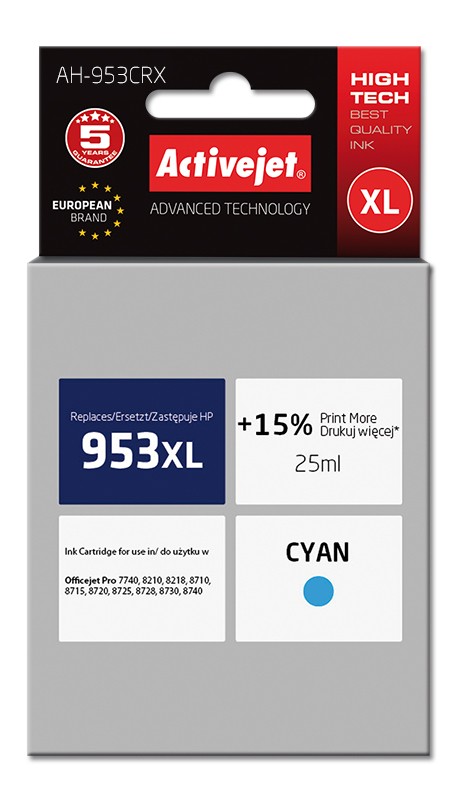 Activejet AH-953CRX cartuccia d'inchiostro 1 pz Compatibile Resa elevata (XL) Ciano