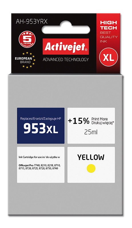 Activejet AH-953YRX cartuccia d'inchiostro 1 pz Compatibile Resa elevata (XL) Giallo