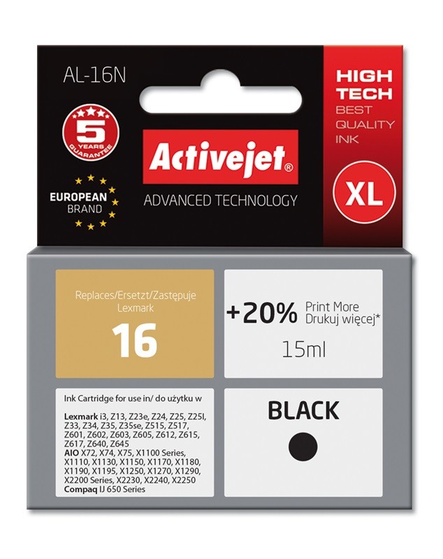 Activejet AL-16N cartuccia d'inchiostro 1 pz Compatibile Resa standard Nero