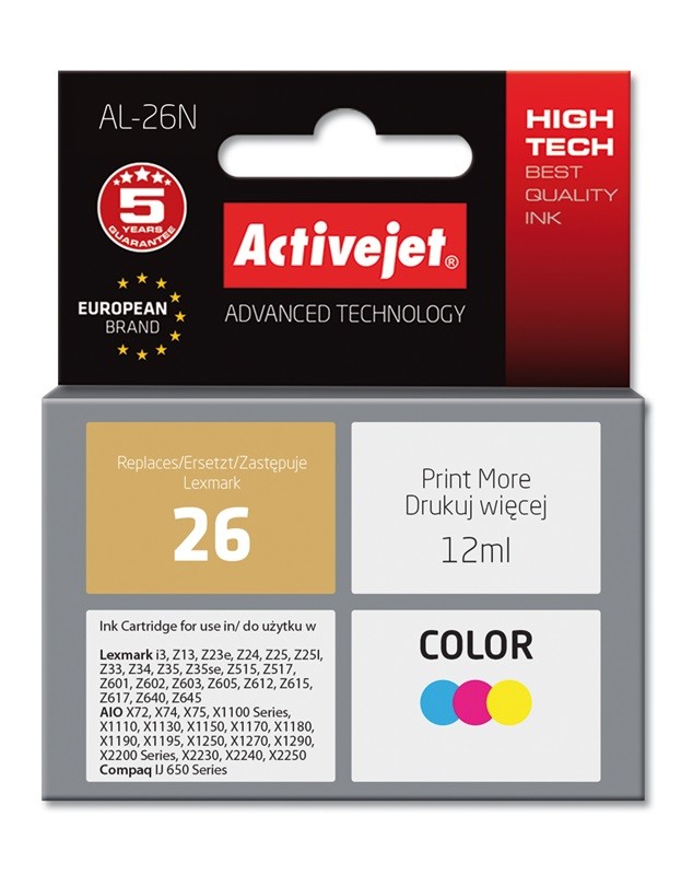 Activejet AL-26N cartuccia d'inchiostro 1 pz Compatibile Resa elevata (XL) Ciano Magenta Giallo