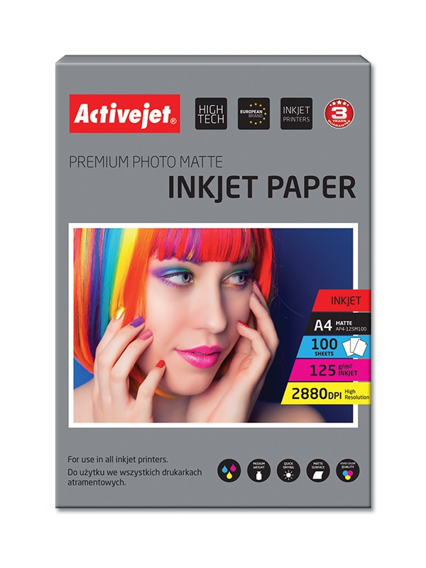 Activejet AP4-125M100 carta fotografica A4 Bianco Opaco