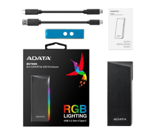 ADATA AEC700GU32G2-CGY contenitore di unità archiviazione Box esterno SSD Nero M.2
