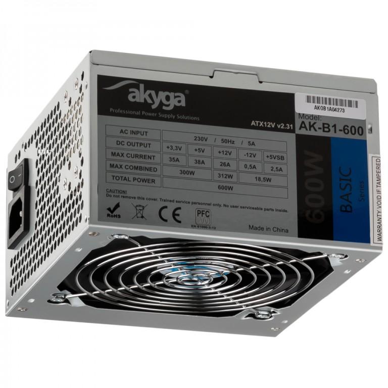 Akyga AK-B1-600 alimentatore per computer 600 W 20+4 pin ATX ATX Grigio