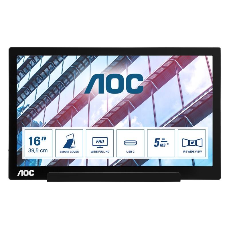 AOC 01 Series I1601P Monitor PC 39.6 cm (15.6") 1920 x 1080 Pixel Full HD LED Argento Nero