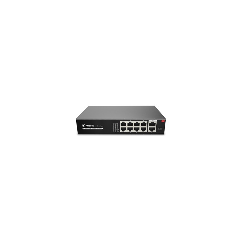Atlantis Land NetPower F10PoE8 Non gestito Fast Ethernet (10/100) Supporto Power over (PoE) Nero