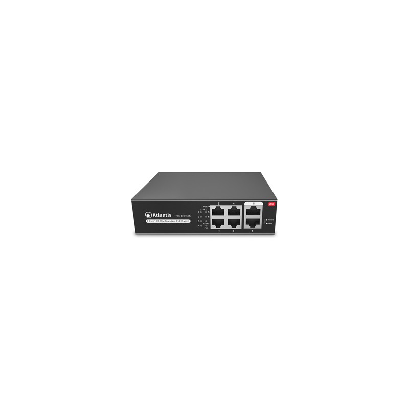 Atlantis Land NetPower F6PoE4 Non gestito Fast Ethernet (10/100) Supporto Power over (PoE) Nero