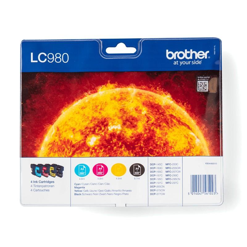 Brother LC980VALBP cartuccia d'inchiostro 4 pz Originale Nero Ciano Magenta Giallo