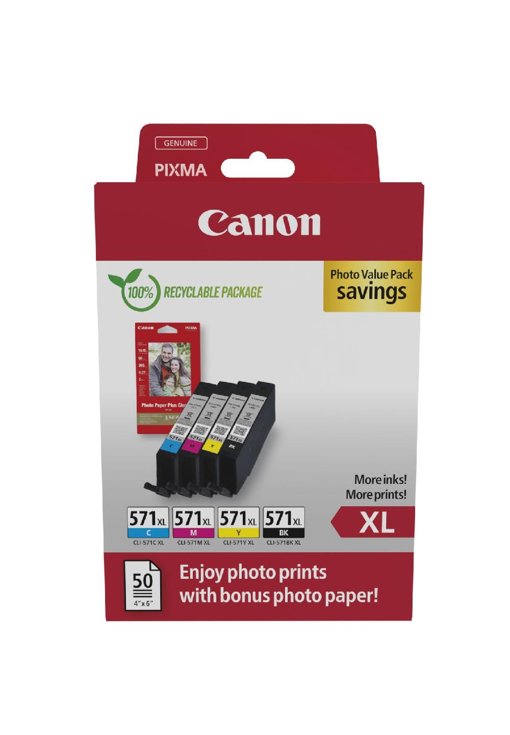 Canon 0332C006 cartuccia d'inchiostro 4 pz Originale Resa elevata (XL) Nero Ciano Magenta Giallo