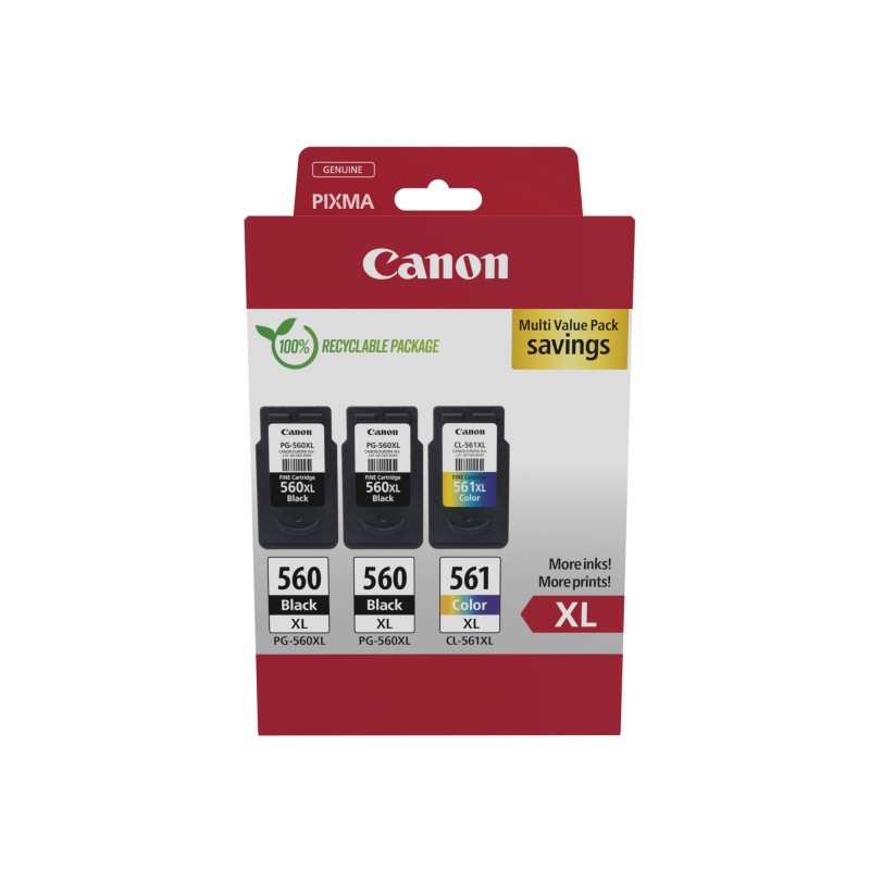 Canon 3712C009 cartuccia d'inchiostro 3 pz Originale Resa elevata (XL) Nero Ciano Magenta Giallo