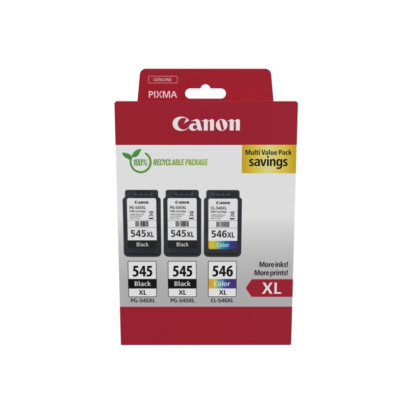 Canon 8286B013 cartuccia d'inchiostro 3 pz Originale Resa elevata (XL) Nero Ciano Magenta Giallo