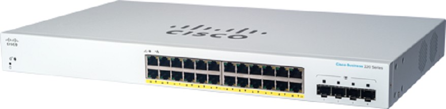 Cisco CBS220-24P-4G Gestito L2 Gigabit Ethernet (10/100/1000) Supporto Power over (PoE) 1U Bianco