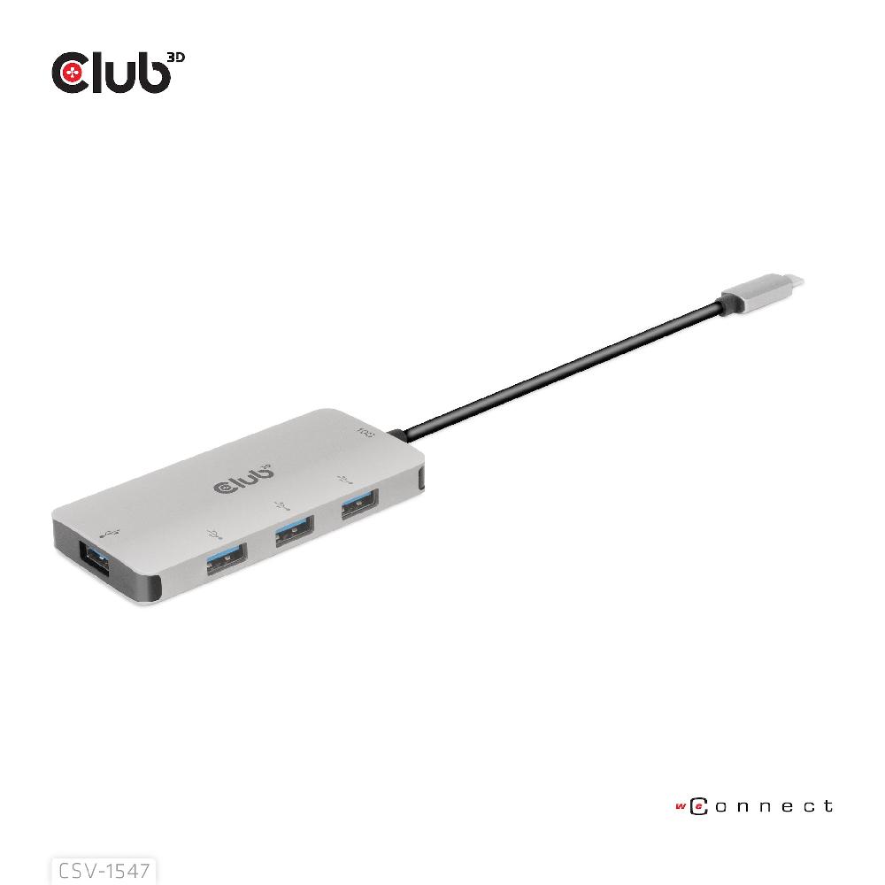 CLUB3D CSV-1547 hub di interfaccia USB 3.2 Gen 2 (3.1 Gen 2) Type-C 10000 Mbit/s Nero Argento
