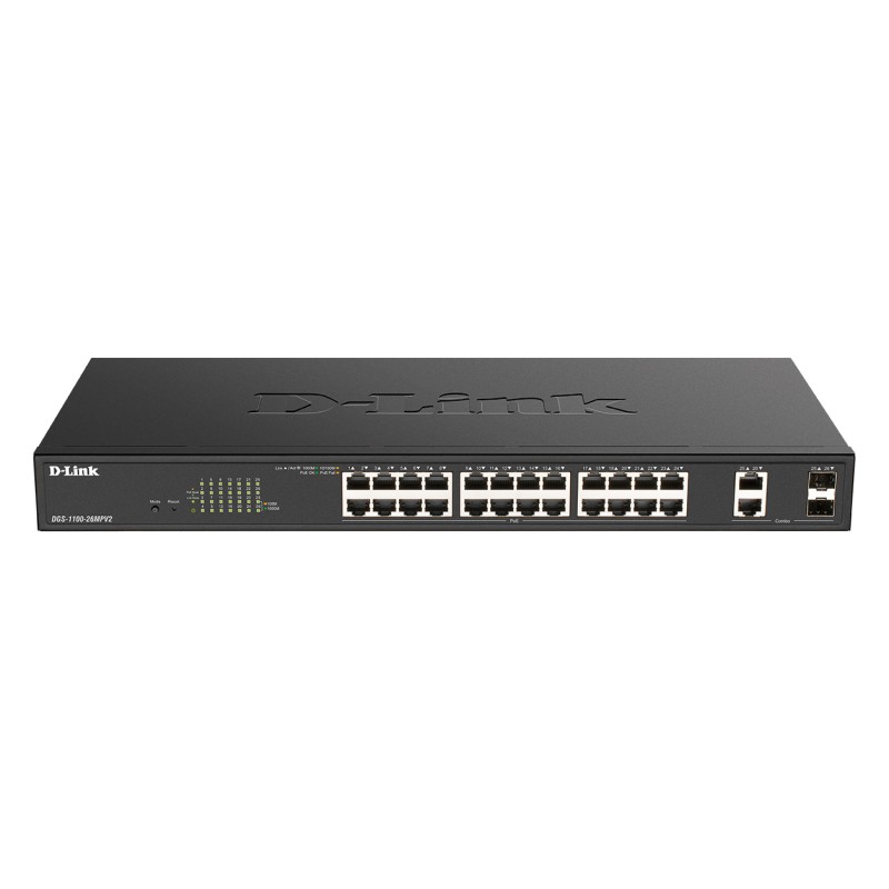 D-Link DGS-1100-26MPV2/E switch di rete Gestito L2 Gigabit Ethernet (10/100/1000) Supporto Power over (PoE) Nero