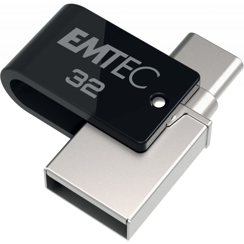 Emtec T260C unità flash USB 32 GB Type-A / Type-C 3.2 Gen 1 (3.1 1) Nero Acciaio inossidabile