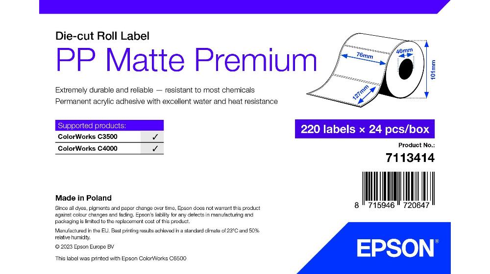 Epson 7113414 Etichetta per stampante Bianco autoadesiva