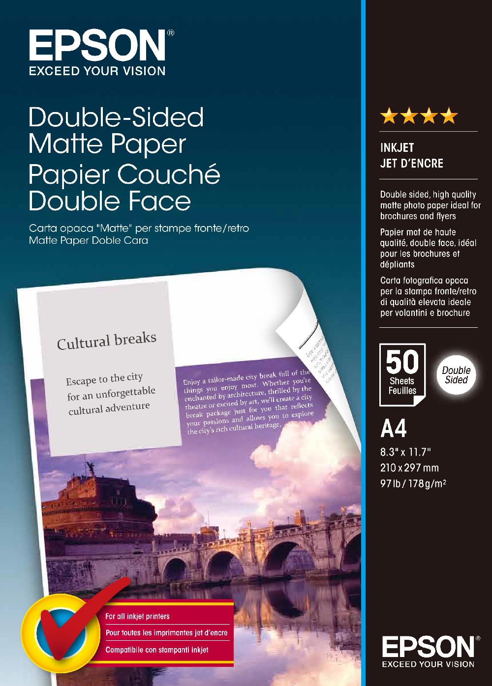 Epson Double-Sided Matte Paper - A4 50 Fogli
