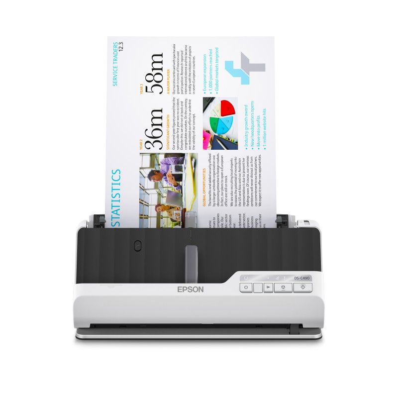 Epson DS-C490 Scanner con ADF + alimentatore di fogli 600 x DPI A4 Nero Bianco