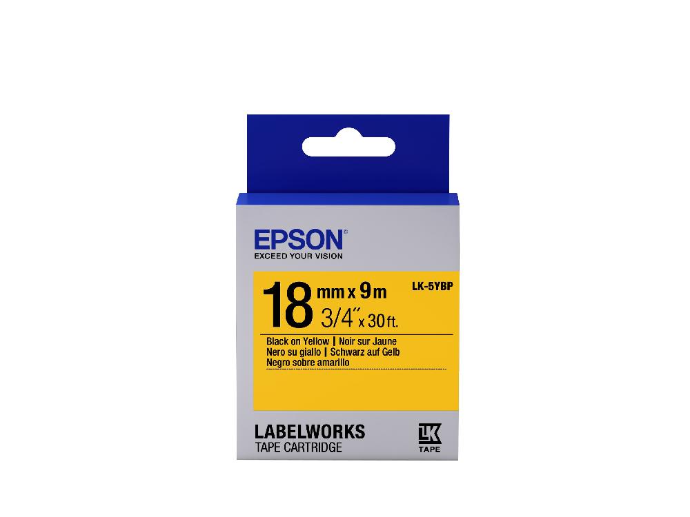 Epson Nastro fondo Pastello Giallo per testo Nero 18/9 LK-5YBP